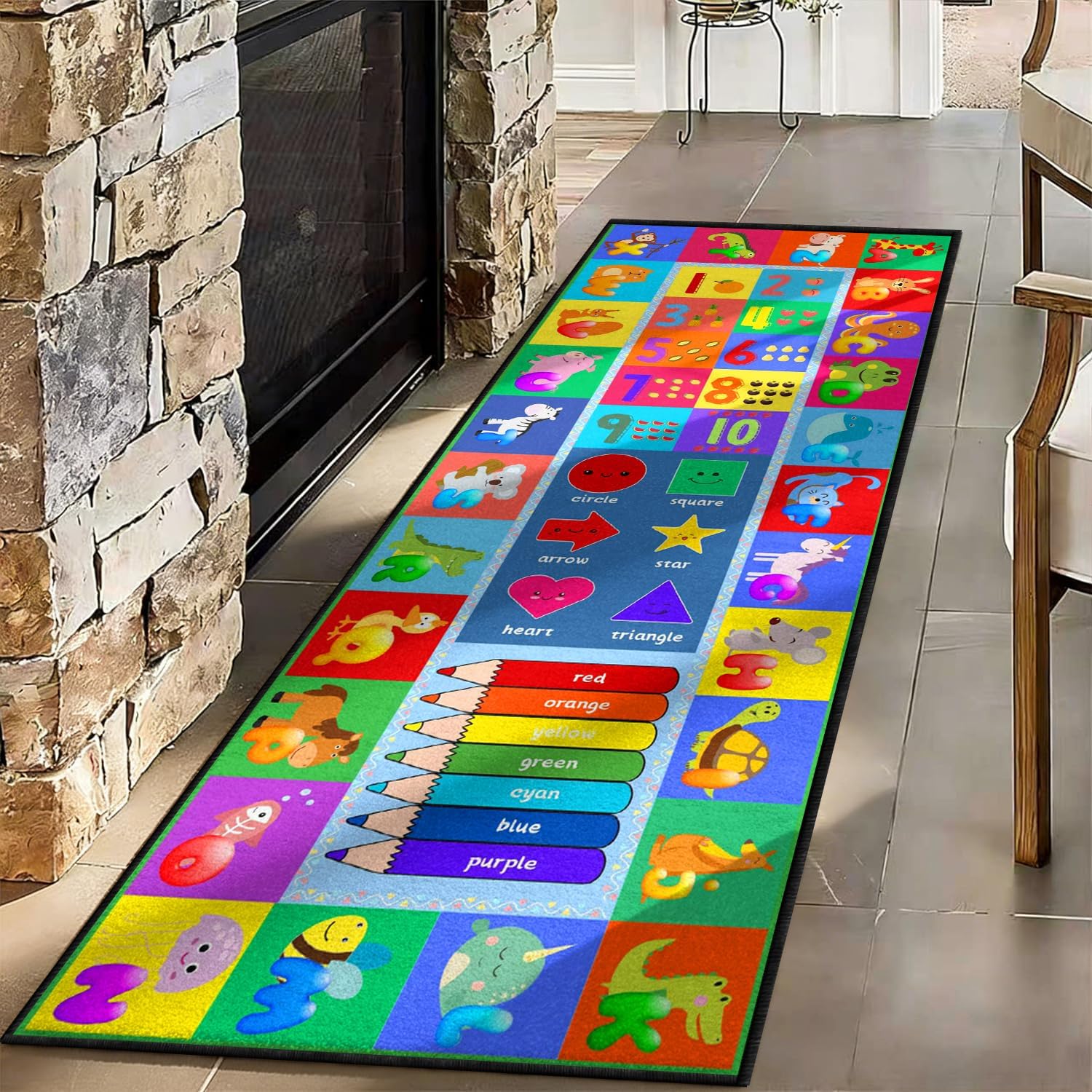 Kids Education Nursery - Educatief kinderloperkleed met cijfers, kleuren, vormen