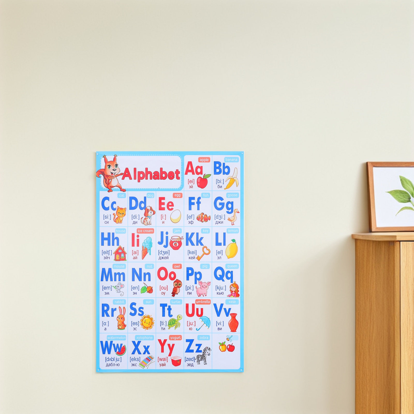 Kids Education Nursery - Alfabetposter Kaart Abc Kleuterschool Klaslokaal Vroeg