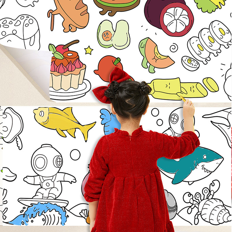 Kids Education Laptop - Kinderen Tekenrol DIY Kleverige Kleur Vulpapier