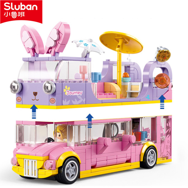 Happy Kids Education - Sluban 412 Stuks Bouwstenen Konijn Bus