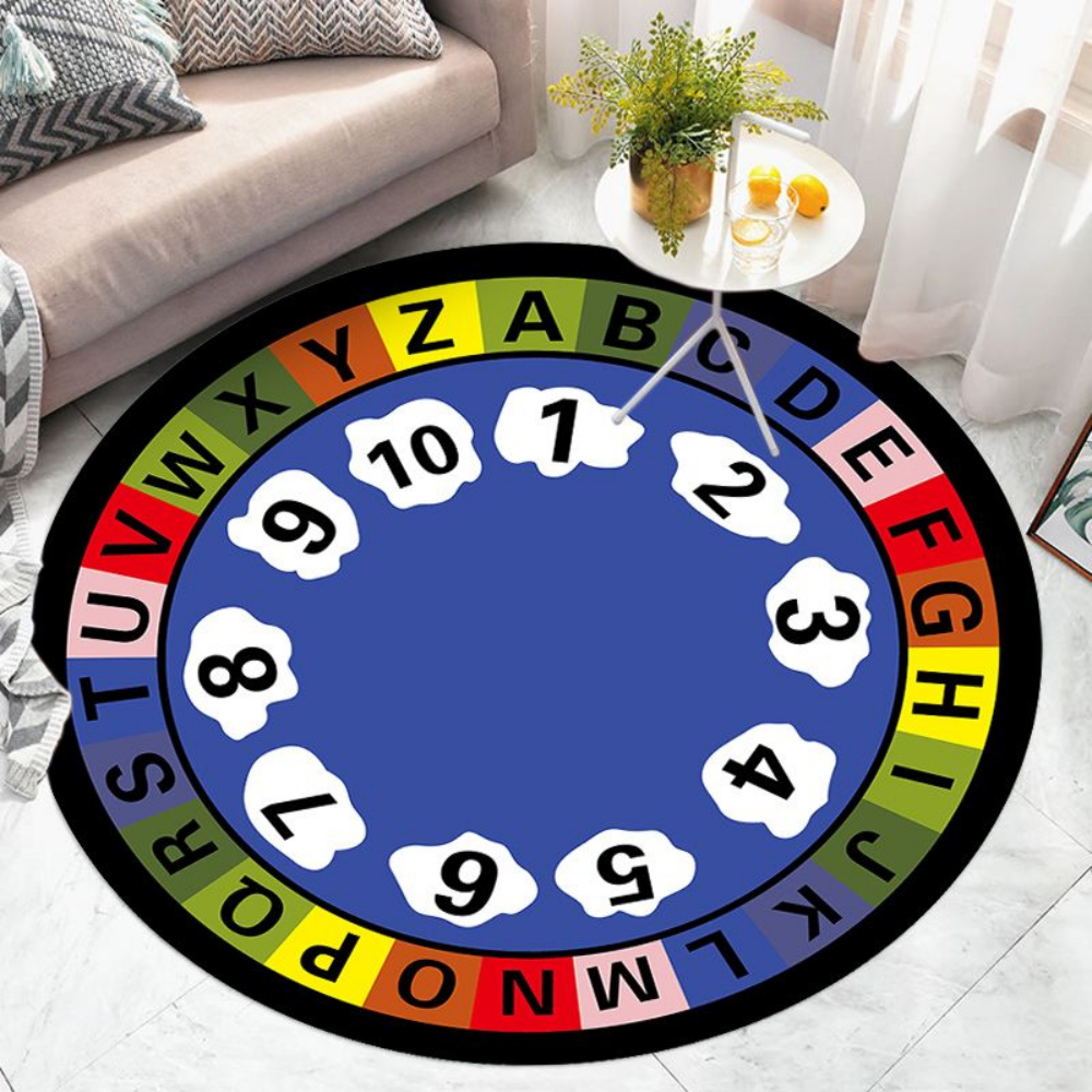 Kids Education Nursery - Regenboog ABC Nummer Rond Tapijt Antislip