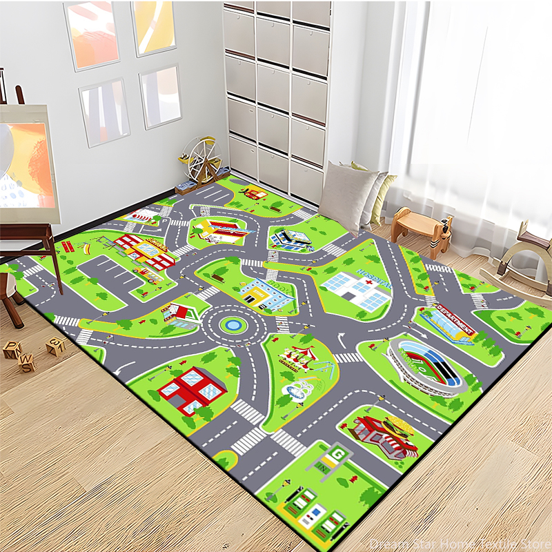 Kids Education Nursery - Kids Road Traffic Tapijt Cartoon Auto