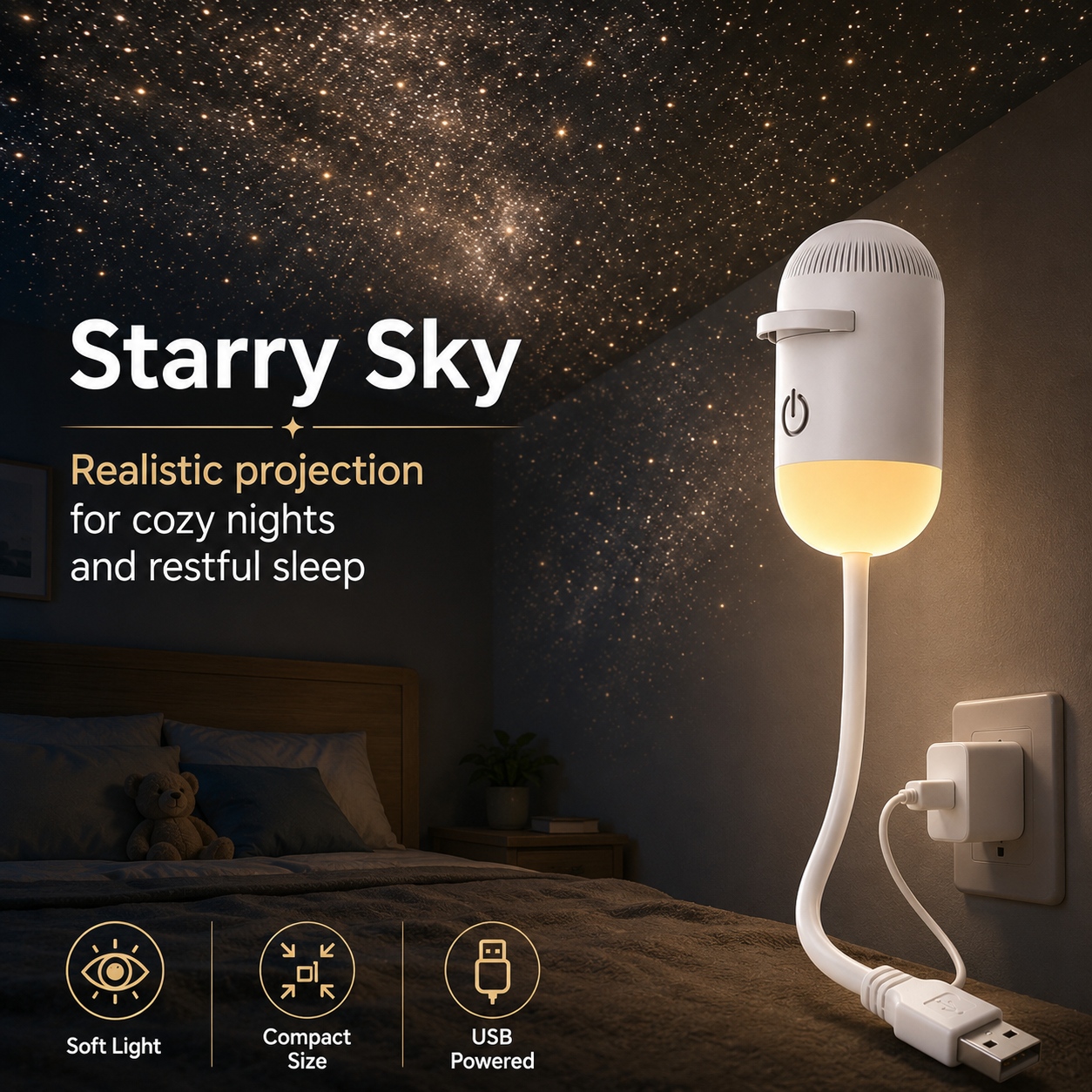 Drawing Projector Kids - LED USB Mini Galaxy Sterrenprojector Nachtlampje