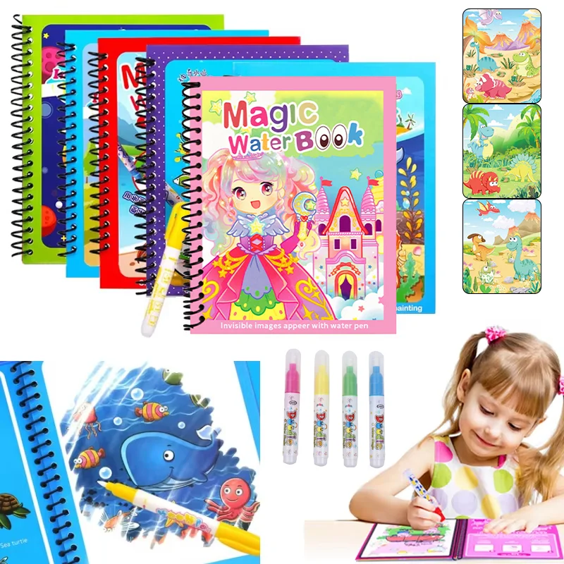 Kids Education Laptop - Cartoon Magic Water Drawing Book met