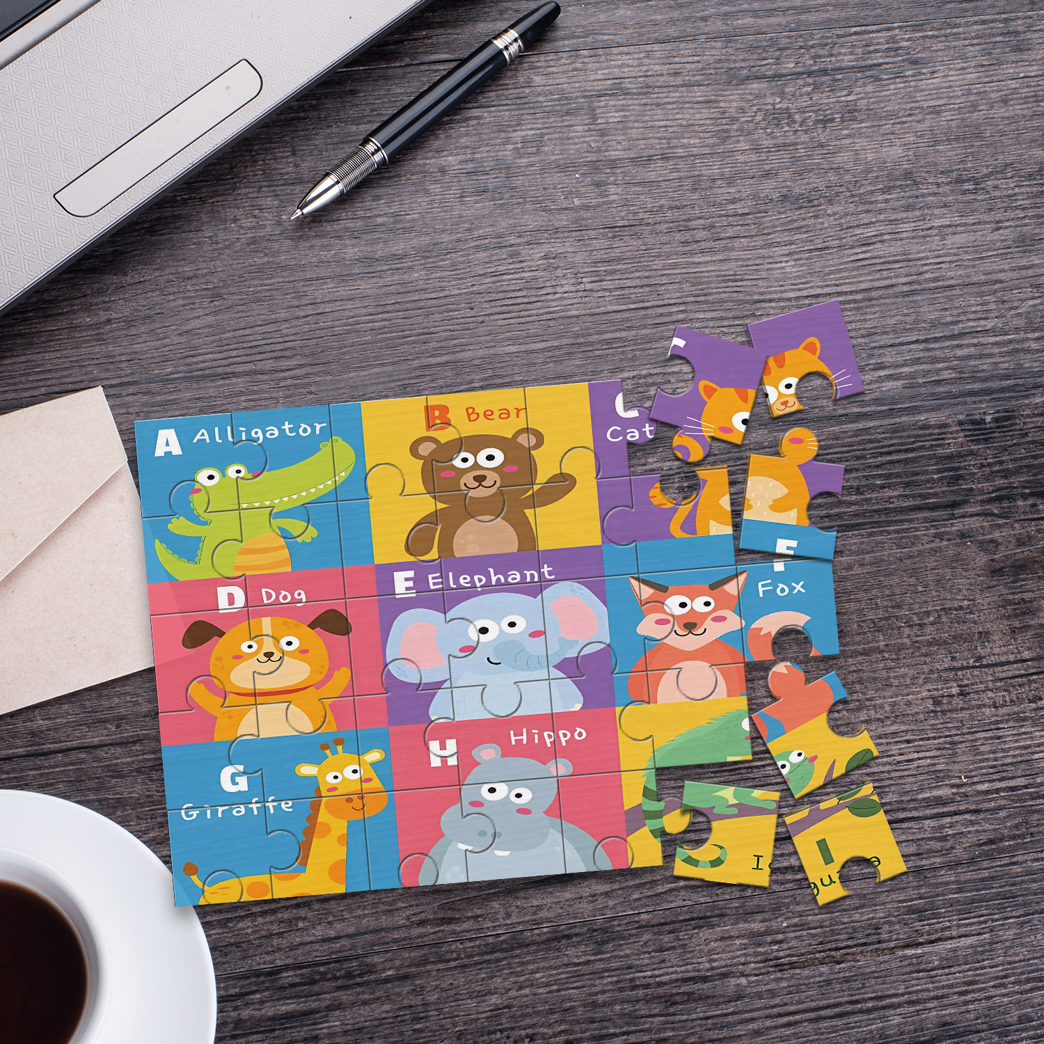 Kid Educational - 1pc Dierenbeer Kinderen Educatief Houten puzzel,