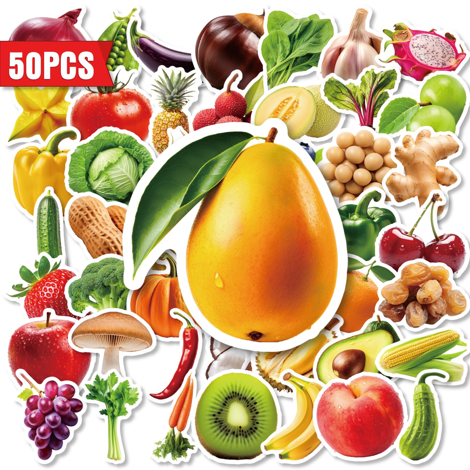Kids Education Laptop - 50 stuks realistische fruit- en groentestickers