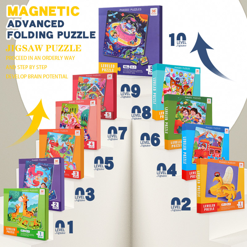 Kids Education Book - Magnetische houten puzzel voor kinderen Cartoonpatroon