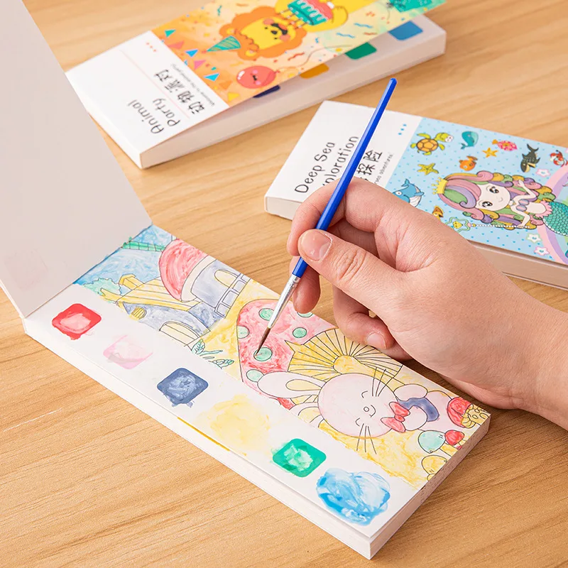 Kids Education Laptop - 20-pagina's draagbaar aquarelboek kleurboeken voor kinderen