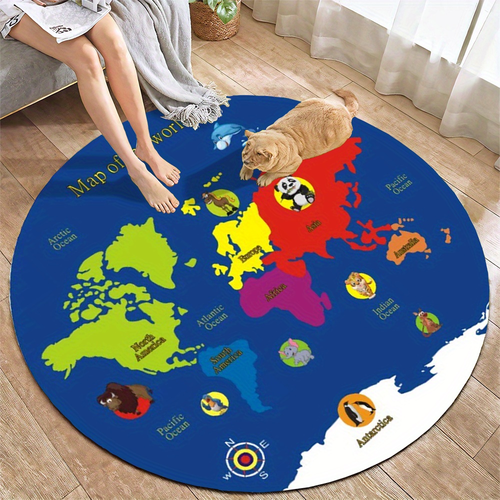Kids Education Nursery - Wereldkaart rond tapijt flanel educatief kinderkamer