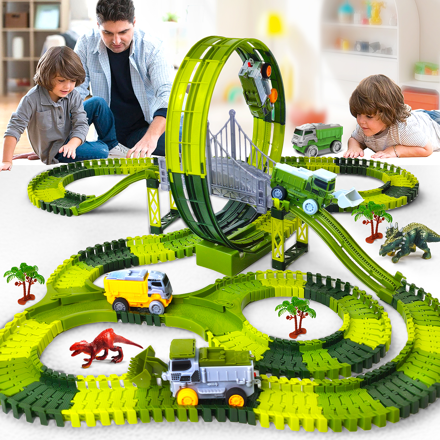 Kids Education Product - Dinosaurus speelgoedracebaan met flexibele rails, elektrische