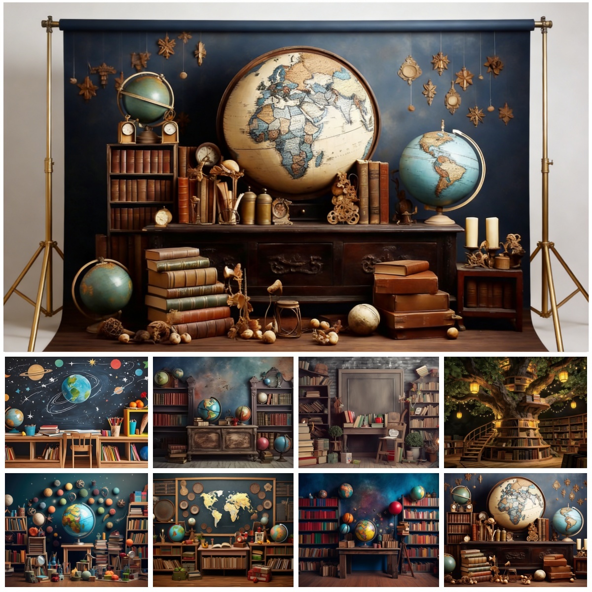 Kids Education Background - Terug naar school achtergronddecoratie Globe Book