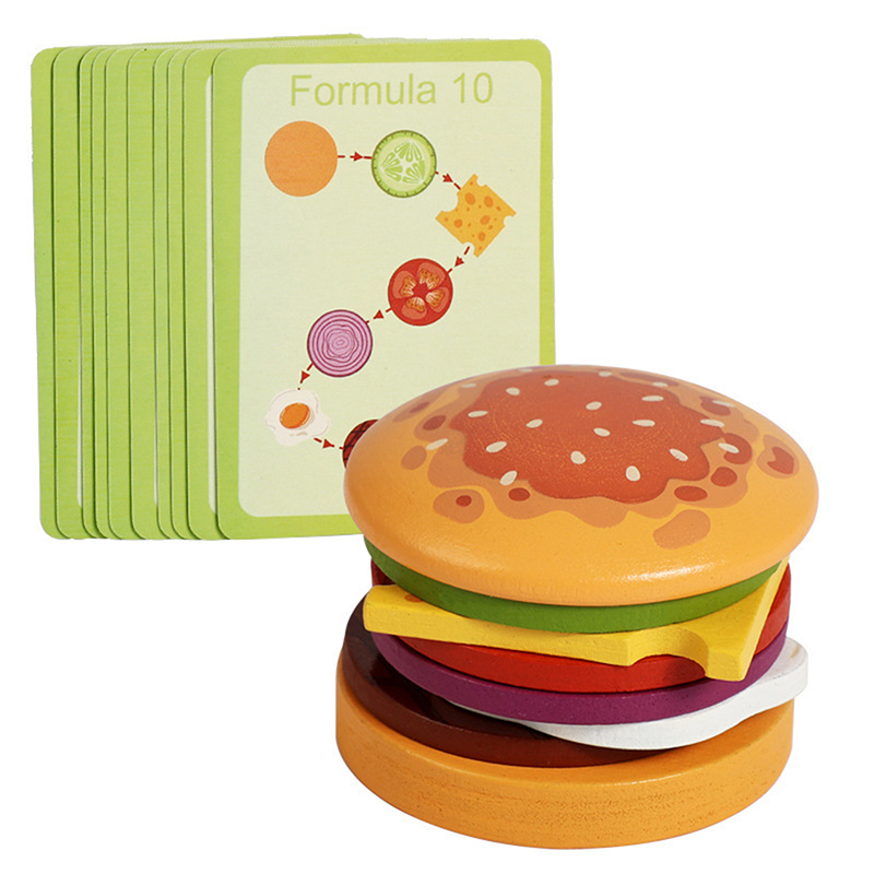 Happy Kids Education - 【HAPPY】Houten Hamburg Sandwich-stapelspeelgoed voor peuters en