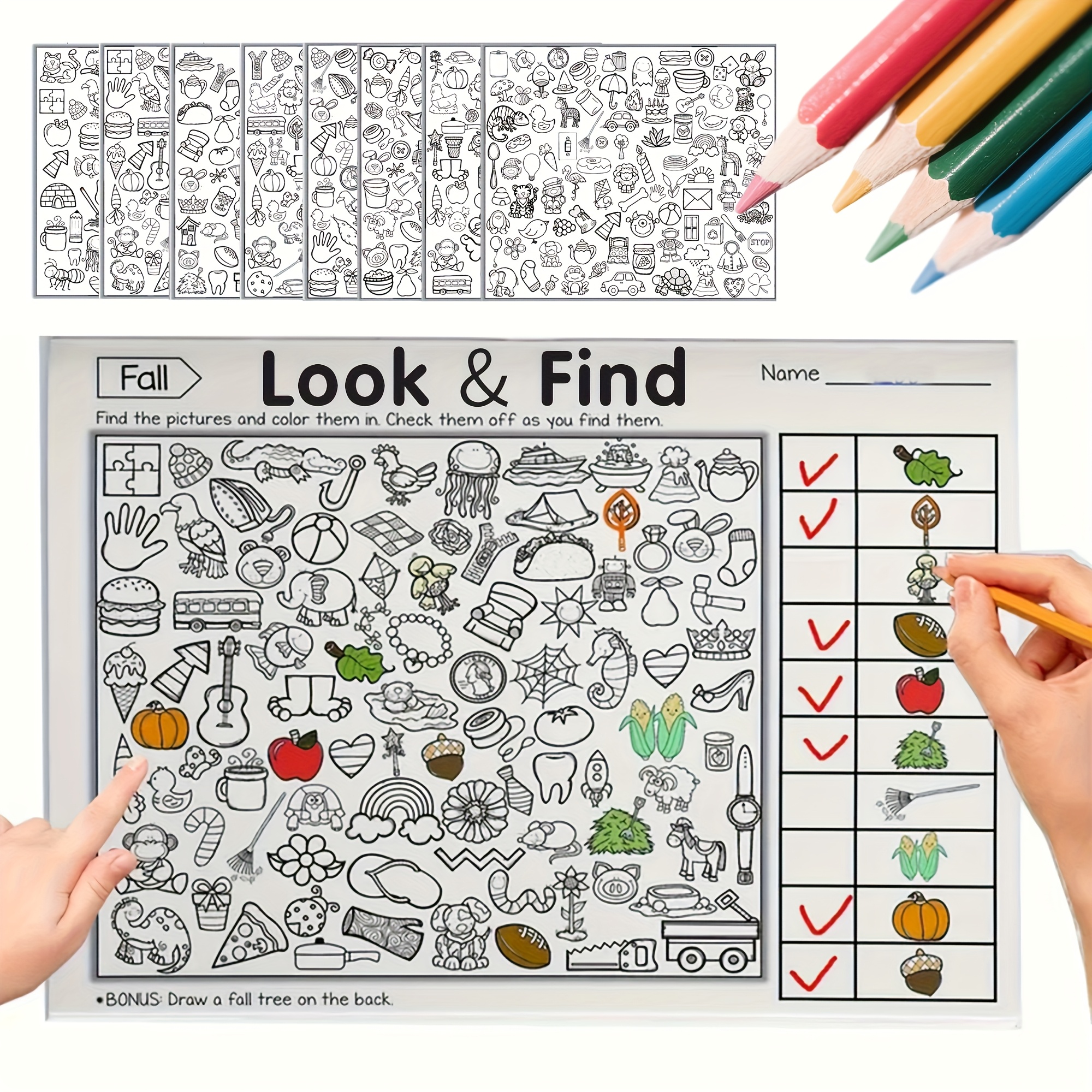 Kids Education Book - Kinderzoeken Activiteitenboek Kid Verborgen object Kleurboek