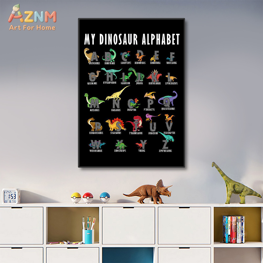 AZNM Dinosaur Alphabet Canvas  - Kids Education Background recensie en prijs
