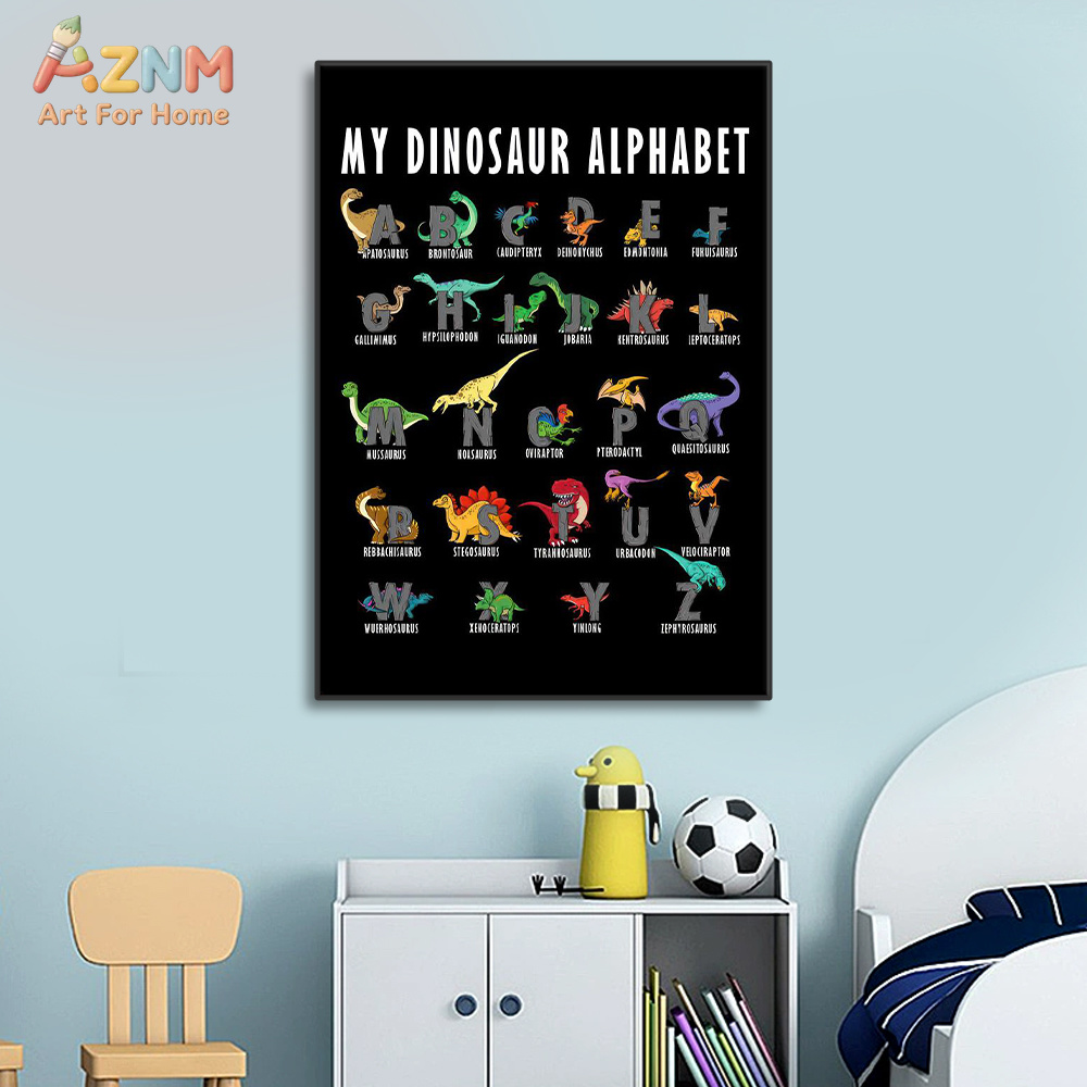 AZNM Dinosaur Alphabet Canvas  - Kids Education Background recensie en prijs
