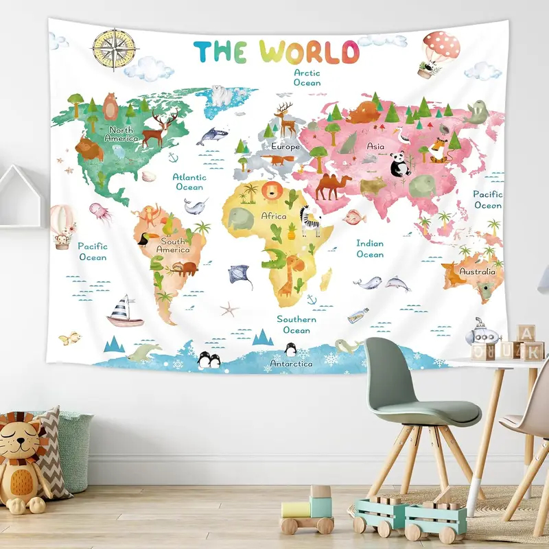 VIKAMA Kinderwereldkaart-wandt - Kids Education Nursery recensie en prijs